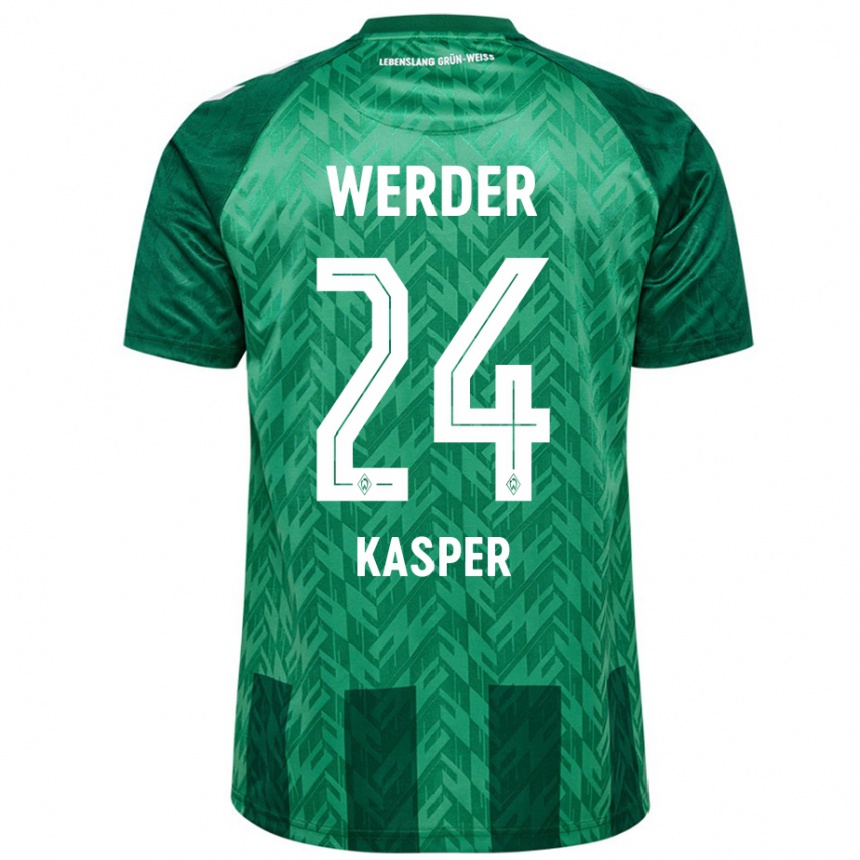 Kids Football Dominik Kasper #24 Green Home Jersey 2024/25 T-Shirt