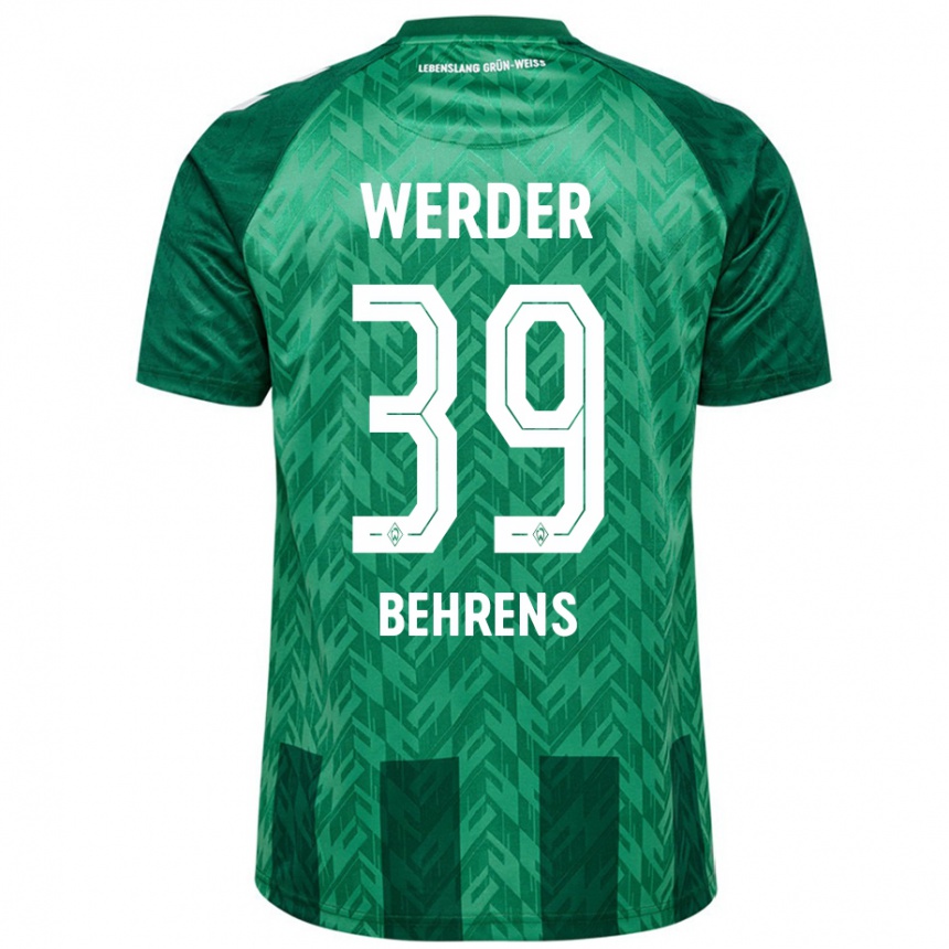 Kids Football Jette Behrens #39 Green Home Jersey 2024/25 T-Shirt