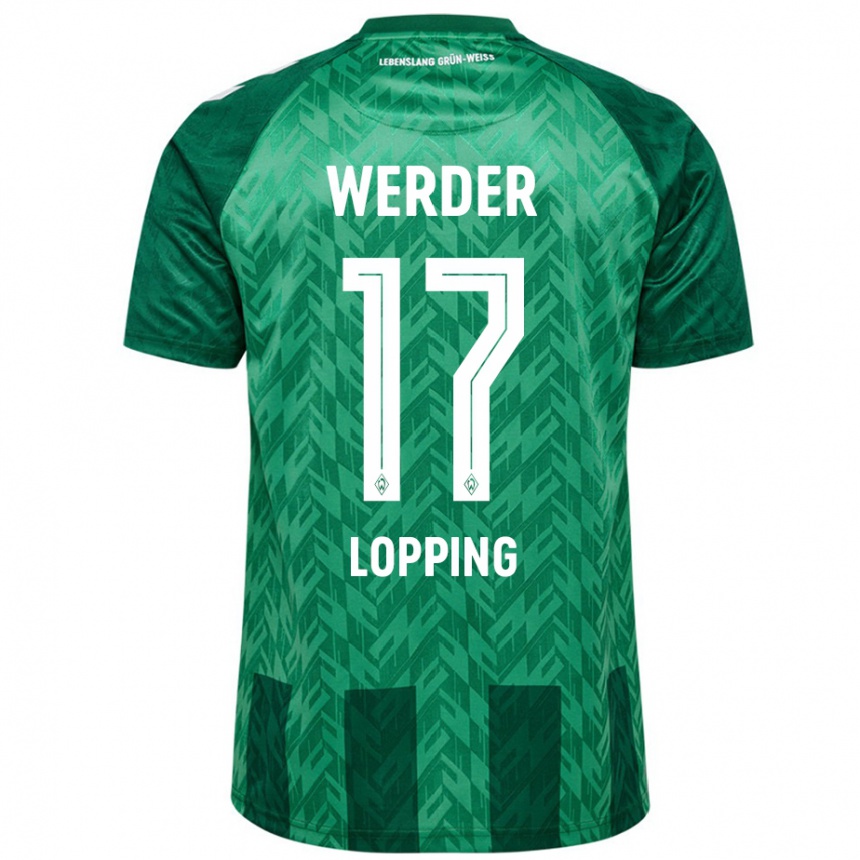 Kids Football Jakob Löpping #17 Green Home Jersey 2024/25 T-Shirt