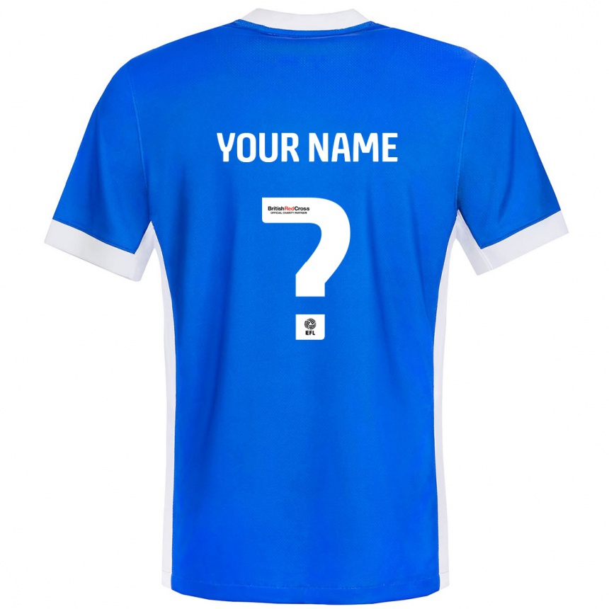 Kids Football Your Name #0 Blue White Home Jersey 2024/25 T-Shirt