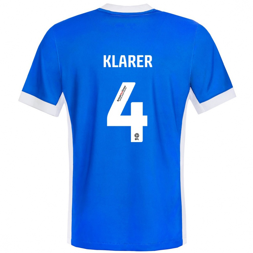 Kids Football Christoph Klarer #4 Blue White Home Jersey 2024/25 T-Shirt