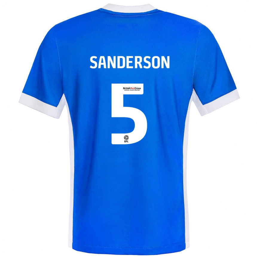 Kids Football Dion Sanderson #5 Blue White Home Jersey 2024/25 T-Shirt