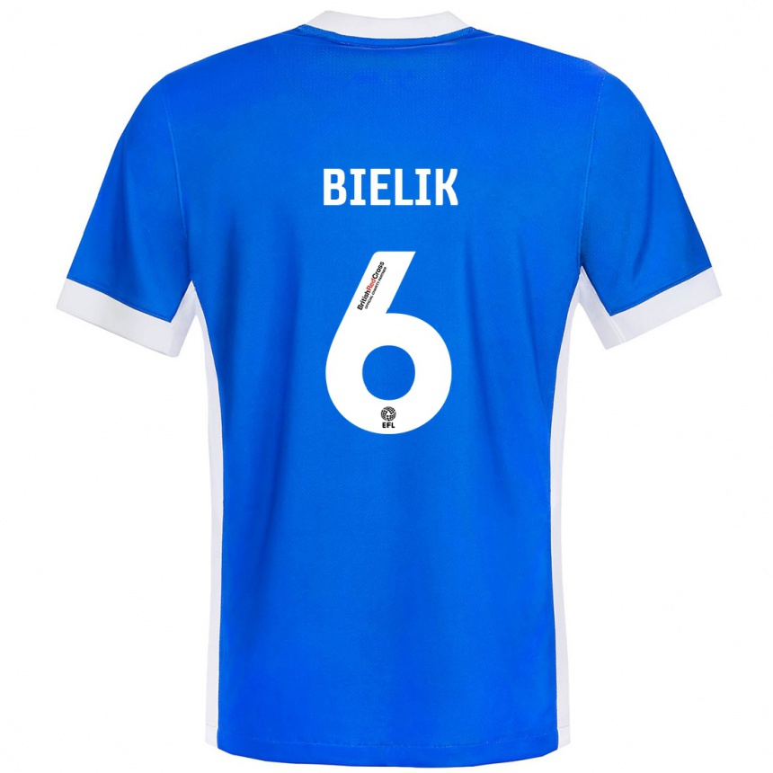 Kids Football Krystian Bielik #6 Blue White Home Jersey 2024/25 T-Shirt