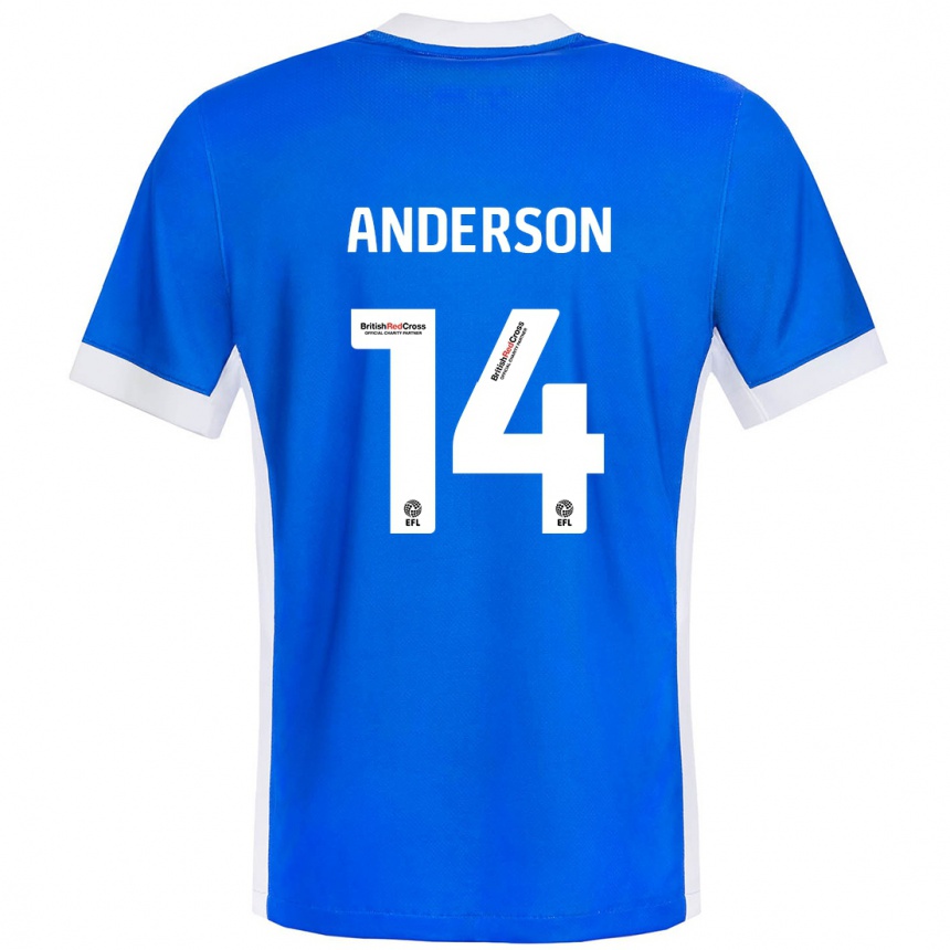 Kids Football Keshi Anderson #14 Blue White Home Jersey 2024/25 T-Shirt