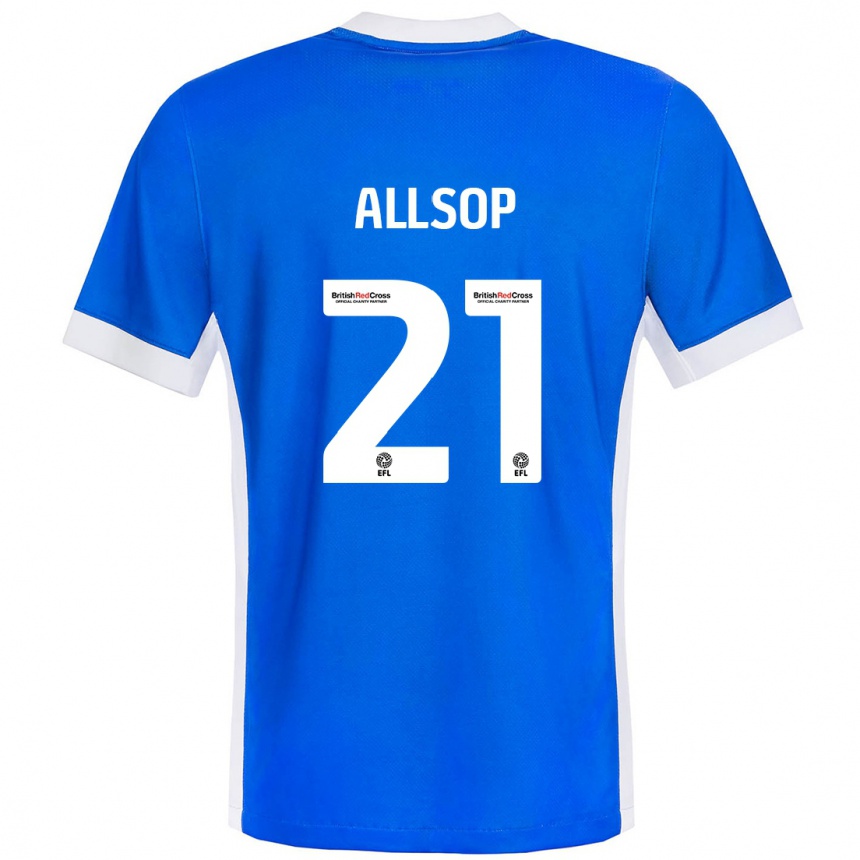 Kids Football Ryan Allsop #21 Blue White Home Jersey 2024/25 T-Shirt