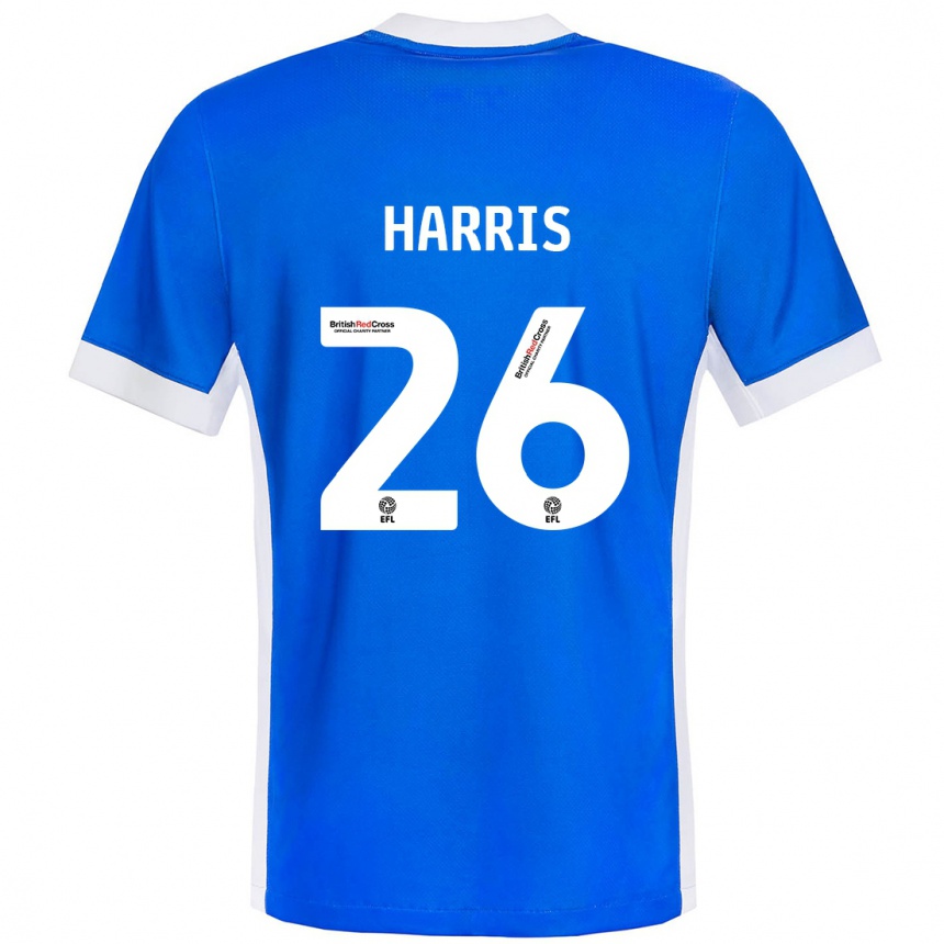 Kids Football Luke Harris #26 Blue White Home Jersey 2024/25 T-Shirt