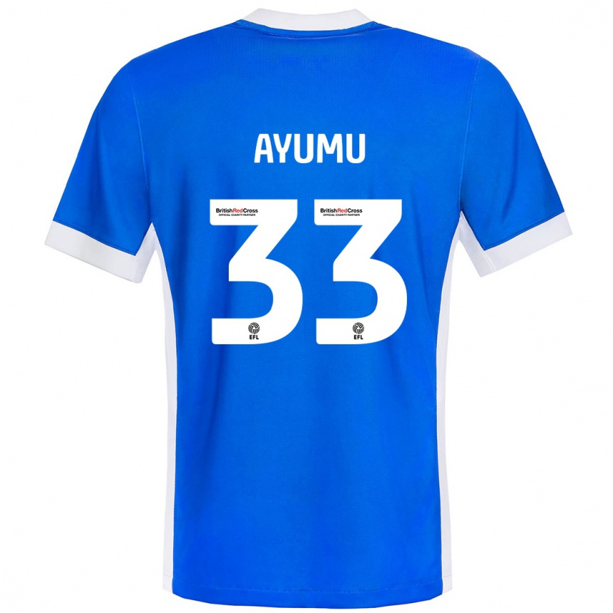 Kids Football Ayumu Yokoyama #33 Blue White Home Jersey 2024/25 T-Shirt