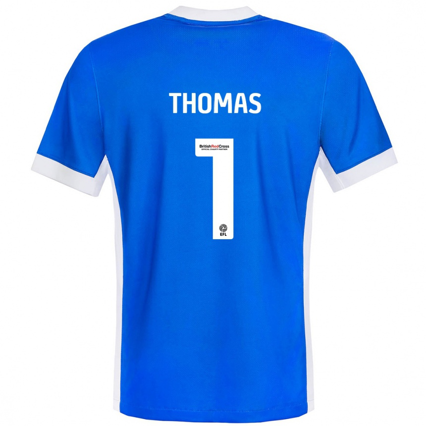 Kids Football Lucy Thomas #1 Blue White Home Jersey 2024/25 T-Shirt