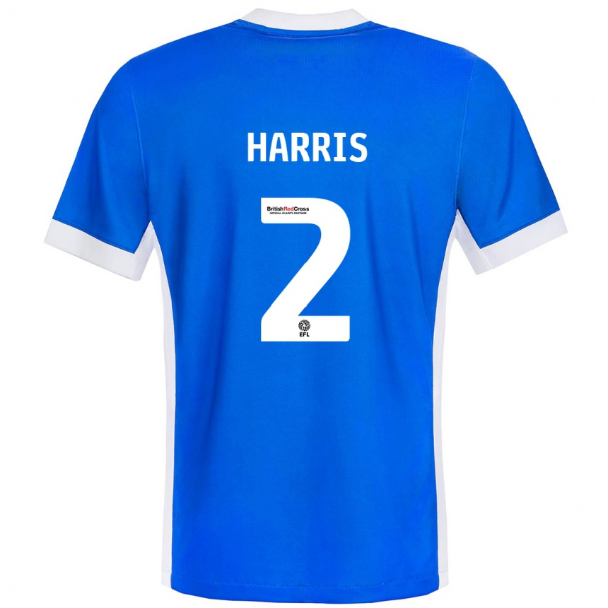 Kids Football Martha Harris #2 Blue White Home Jersey 2024/25 T-Shirt