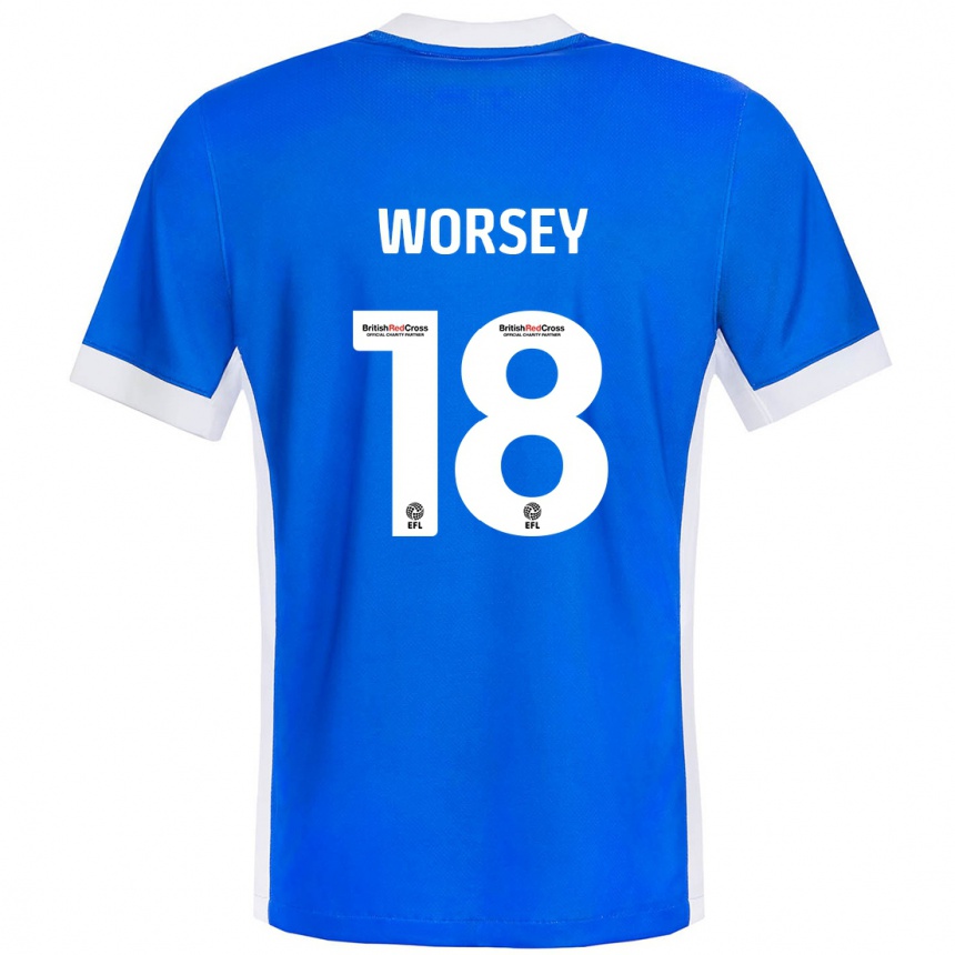 Kids Football Louanne Worsey #18 Blue White Home Jersey 2024/25 T-Shirt