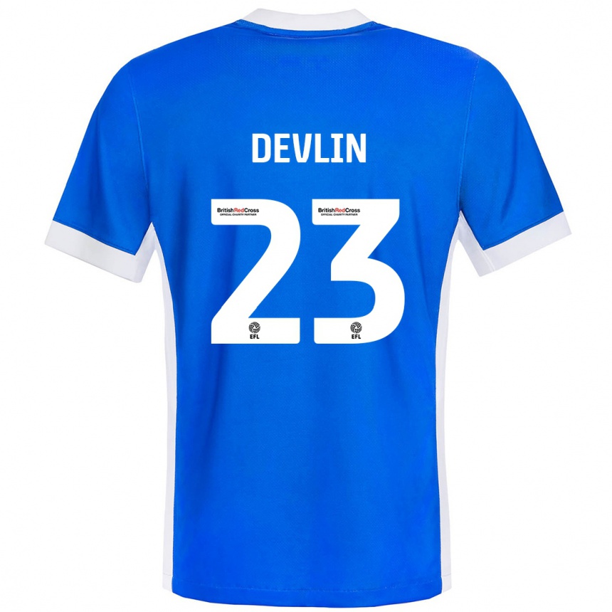 Kids Football Charlotte Devlin #23 Blue White Home Jersey 2024/25 T-Shirt