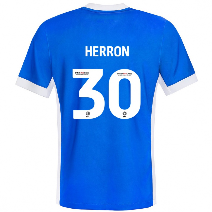 Kids Football Neve Herron #30 Blue White Home Jersey 2024/25 T-Shirt