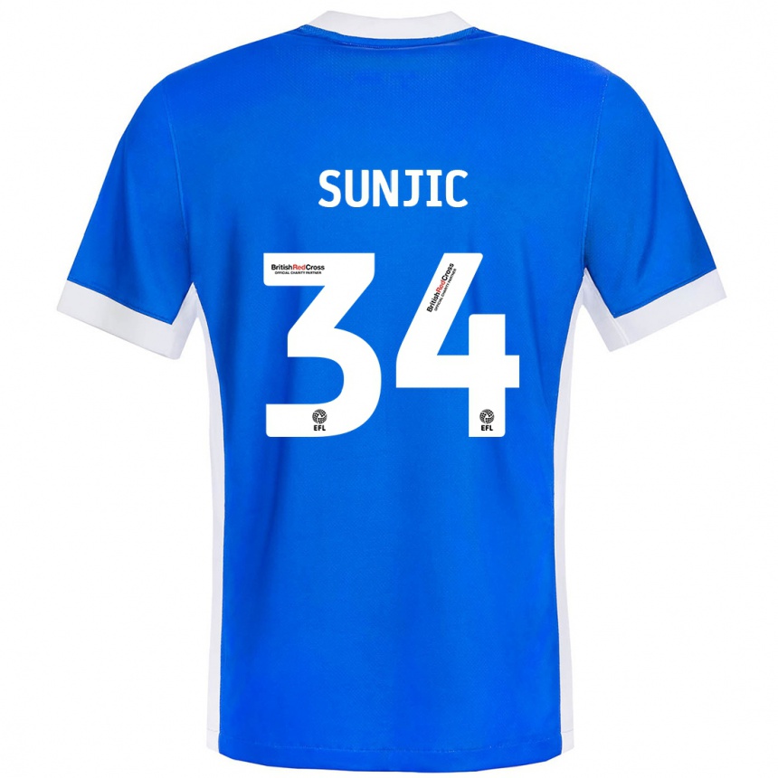 Kids Football Ivan Sunjic #34 Blue White Home Jersey 2024/25 T-Shirt