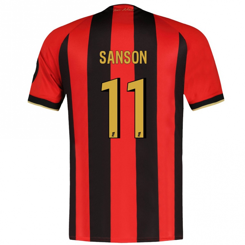 Kids Football Morgan Sanson #11 Red Black Home Jersey 2024/25 T-Shirt