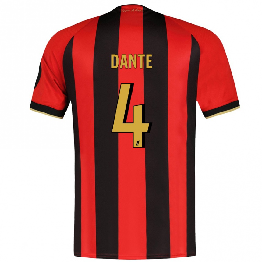 Kids Football Dante #4 Red Black Home Jersey 2024/25 T-Shirt