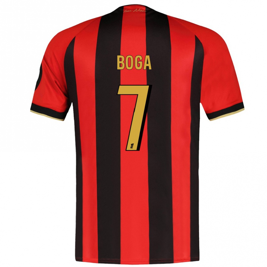 Kids Football Jérémie Boga #7 Red Black Home Jersey 2024/25 T-Shirt