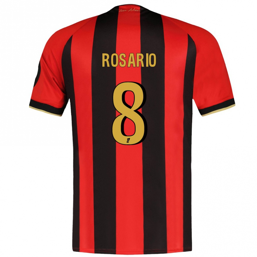 Kids Football Pablo Rosario #8 Red Black Home Jersey 2024/25 T-Shirt