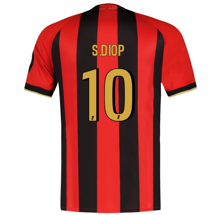 Kids Football Sofiane Diop #10 Red Black Home Jersey 2024/25 T-Shirt