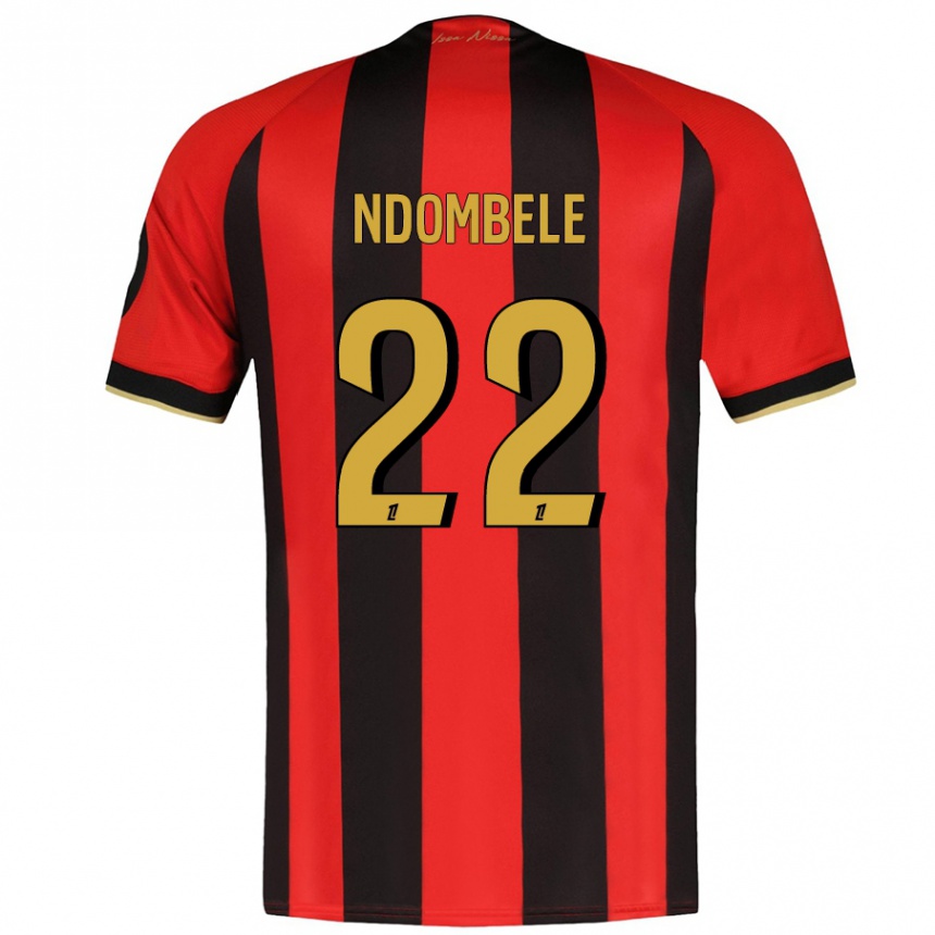 Kids Football Tanguy Ndombele #22 Red Black Home Jersey 2024/25 T-Shirt