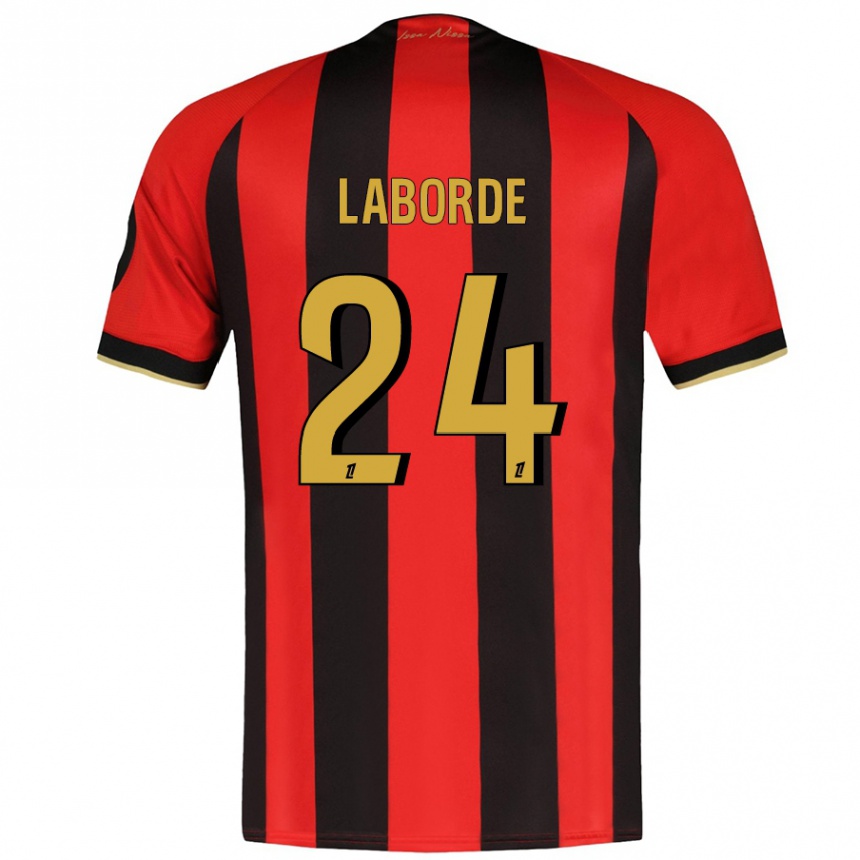 Kids Football Gaëtan Laborde #24 Red Black Home Jersey 2024/25 T-Shirt