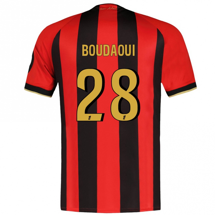 Kids Football Hicham Boudaoui #28 Red Black Home Jersey 2024/25 T-Shirt