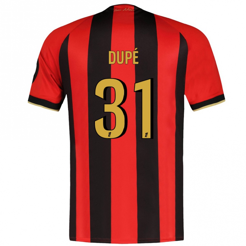 Kids Football Maxime Dupé #31 Red Black Home Jersey 2024/25 T-Shirt