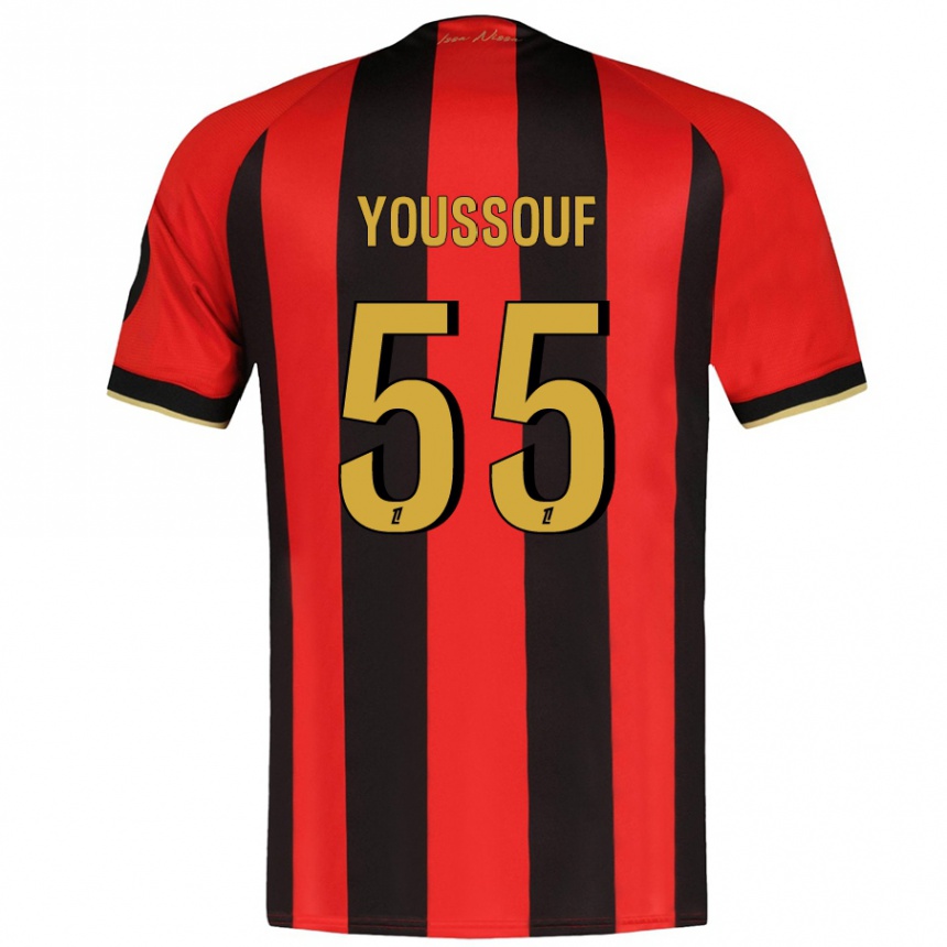 Kids Football Youssouf Ndayishimiye #55 Red Black Home Jersey 2024/25 T-Shirt