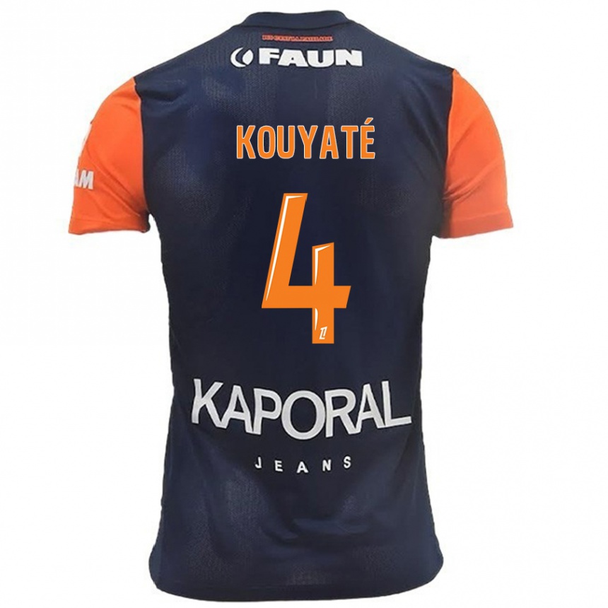 Kids Football Kiki Kouyaté #4 Navy Blue Orange Home Jersey 2024/25 T-Shirt