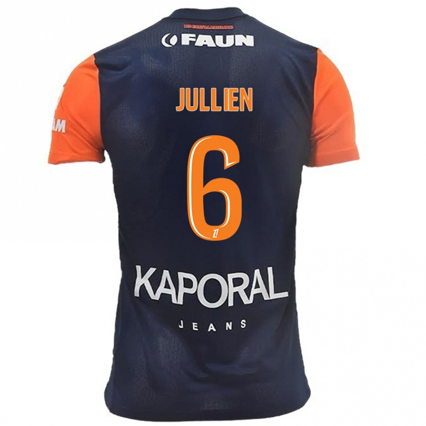 Kids Football Christopher Jullien #6 Navy Blue Orange Home Jersey 2024/25 T-Shirt