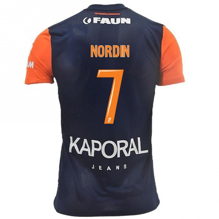 Kids Football Arnaud Nordin #7 Navy Blue Orange Home Jersey 2024/25 T-Shirt