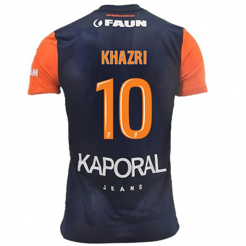 Kids Football Wahbi Khazri #10 Navy Blue Orange Home Jersey 2024/25 T-Shirt