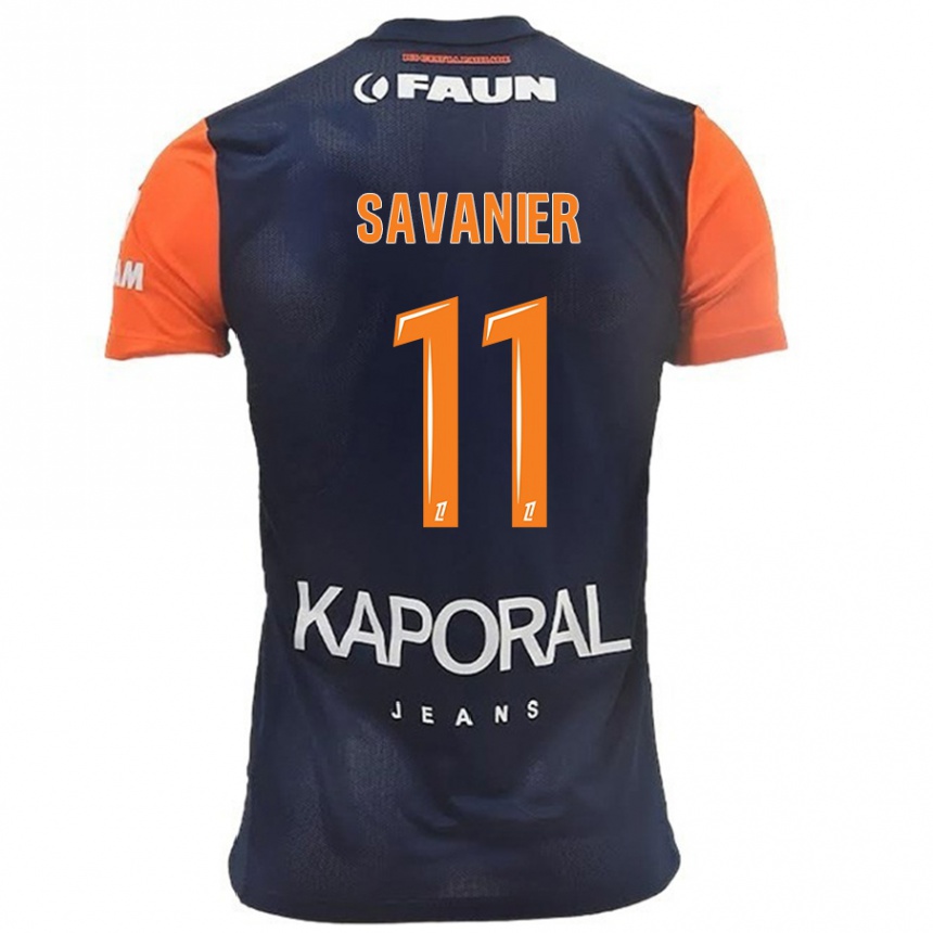 Kids Football Téji Savanier #11 Navy Blue Orange Home Jersey 2024/25 T-Shirt