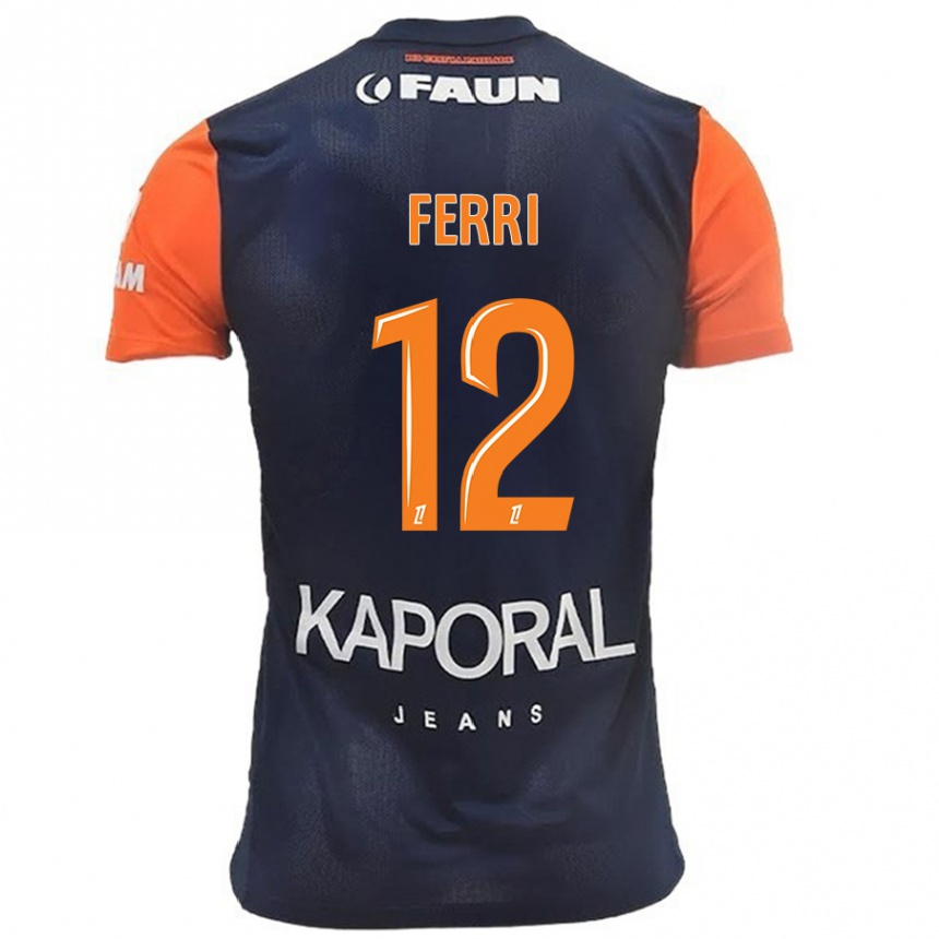 Kids Football Jordan Ferri #12 Navy Blue Orange Home Jersey 2024/25 T-Shirt