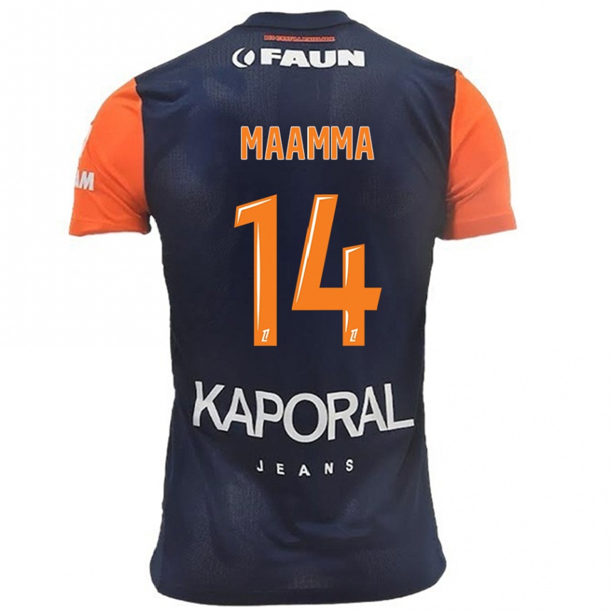 Kids Football Othmane Maamma #14 Navy Blue Orange Home Jersey 2024/25 T-Shirt