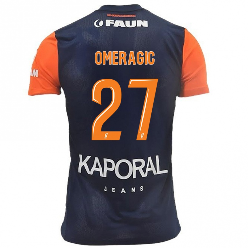 Kids Football Becir Omeragic #27 Navy Blue Orange Home Jersey 2024/25 T-Shirt