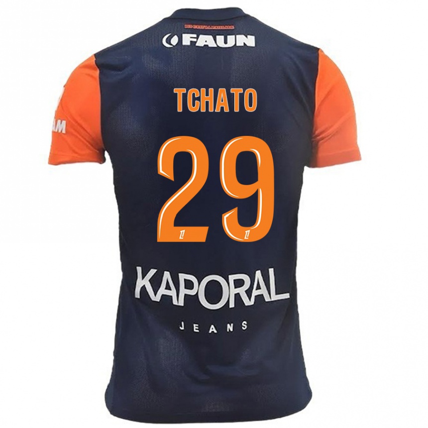 Kids Football Enzo Tchato #29 Navy Blue Orange Home Jersey 2024/25 T-Shirt