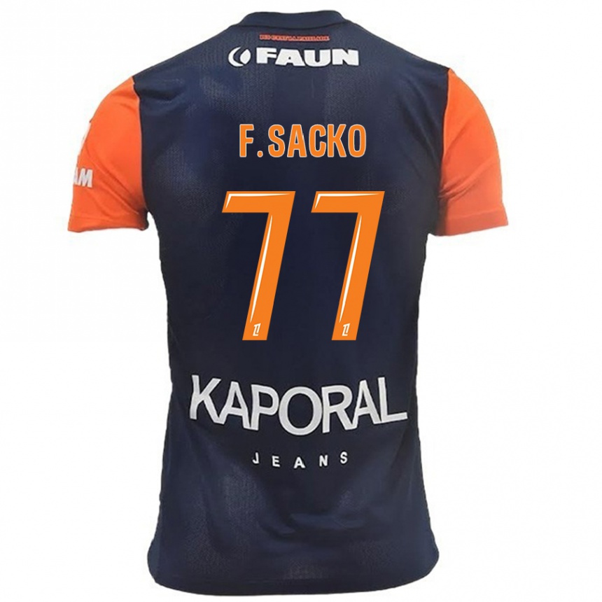 Kids Football Falaye Sacko #77 Navy Blue Orange Home Jersey 2024/25 T-Shirt