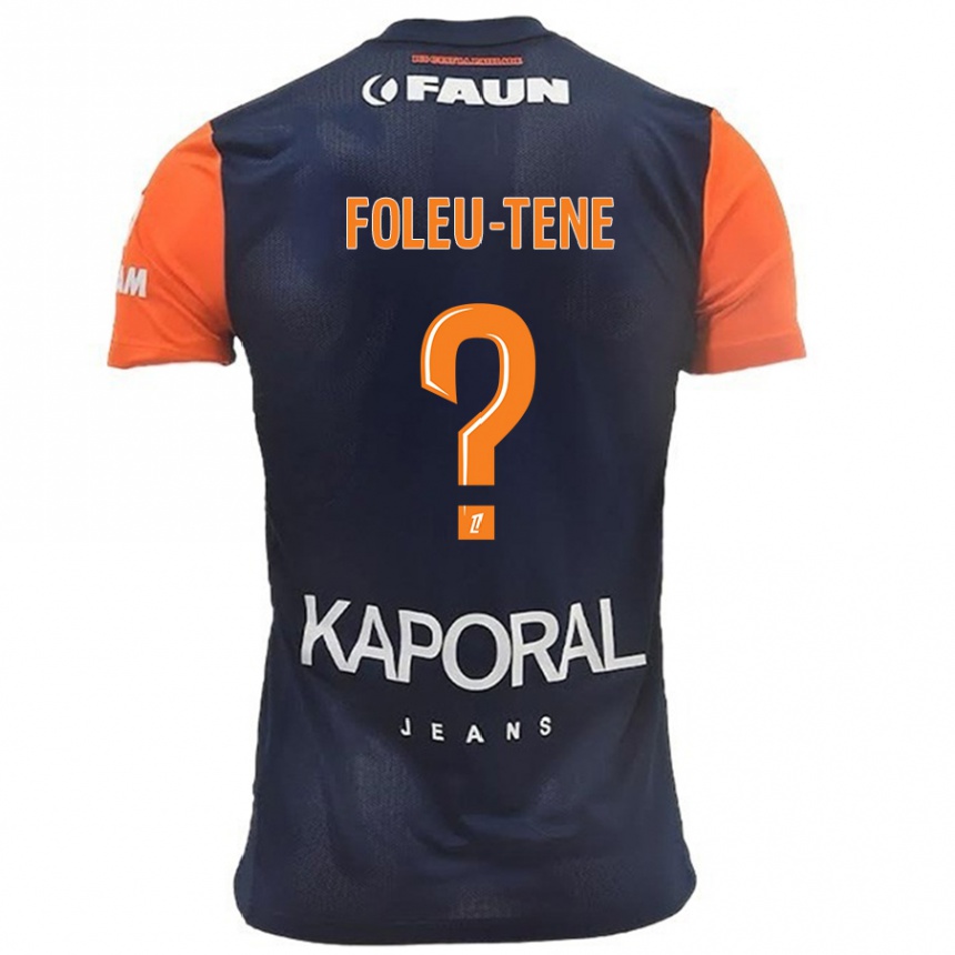 Kids Football Kévin Foleu-Tene #0 Navy Blue Orange Home Jersey 2024/25 T-Shirt