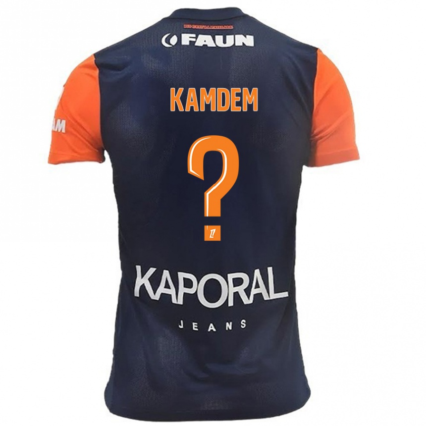 Kids Football Kevin Kamdem #0 Navy Blue Orange Home Jersey 2024/25 T-Shirt