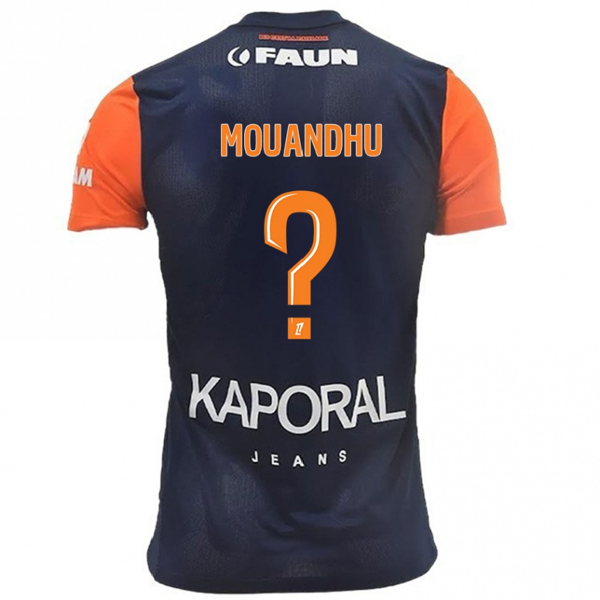 Kids Football Ali Mouandhu #0 Navy Blue Orange Home Jersey 2024/25 T-Shirt