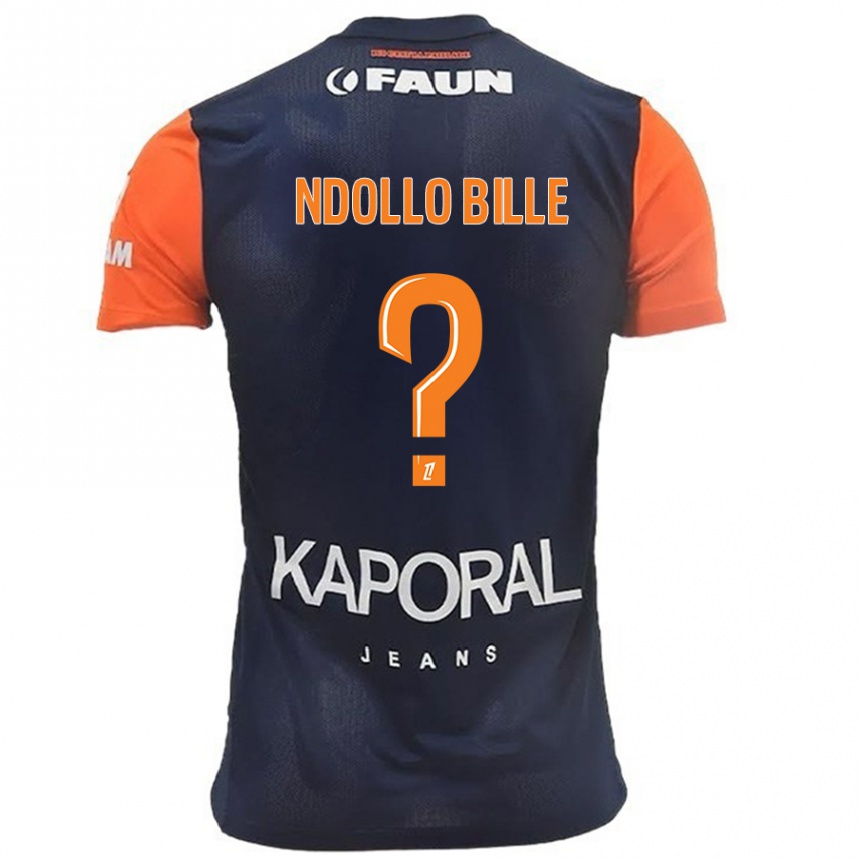 Kids Football Wilfried Ndollo Bille #0 Navy Blue Orange Home Jersey 2024/25 T-Shirt