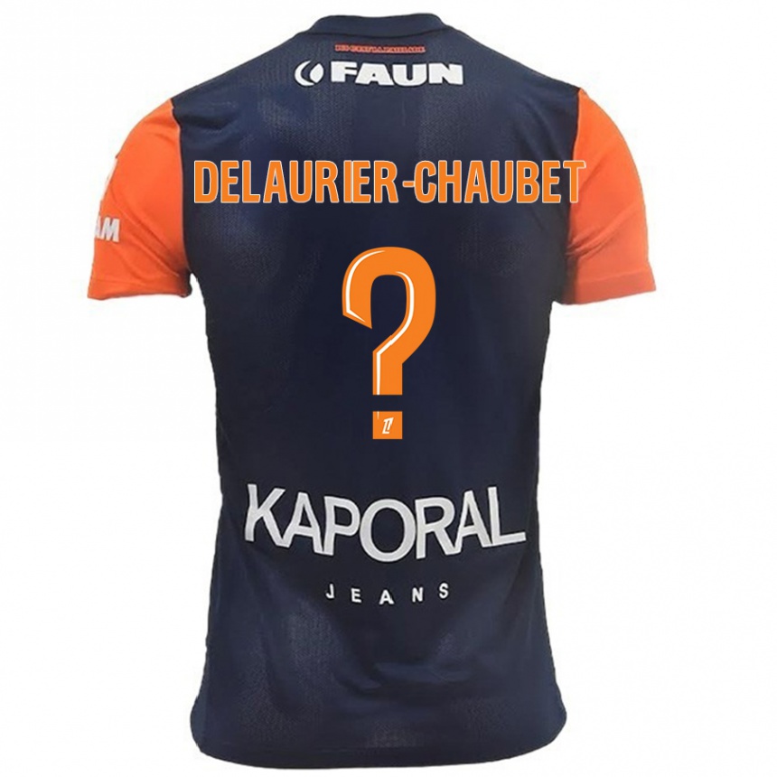 Kids Football Tom Delaurier-Chaubet #0 Navy Blue Orange Home Jersey 2024/25 T-Shirt