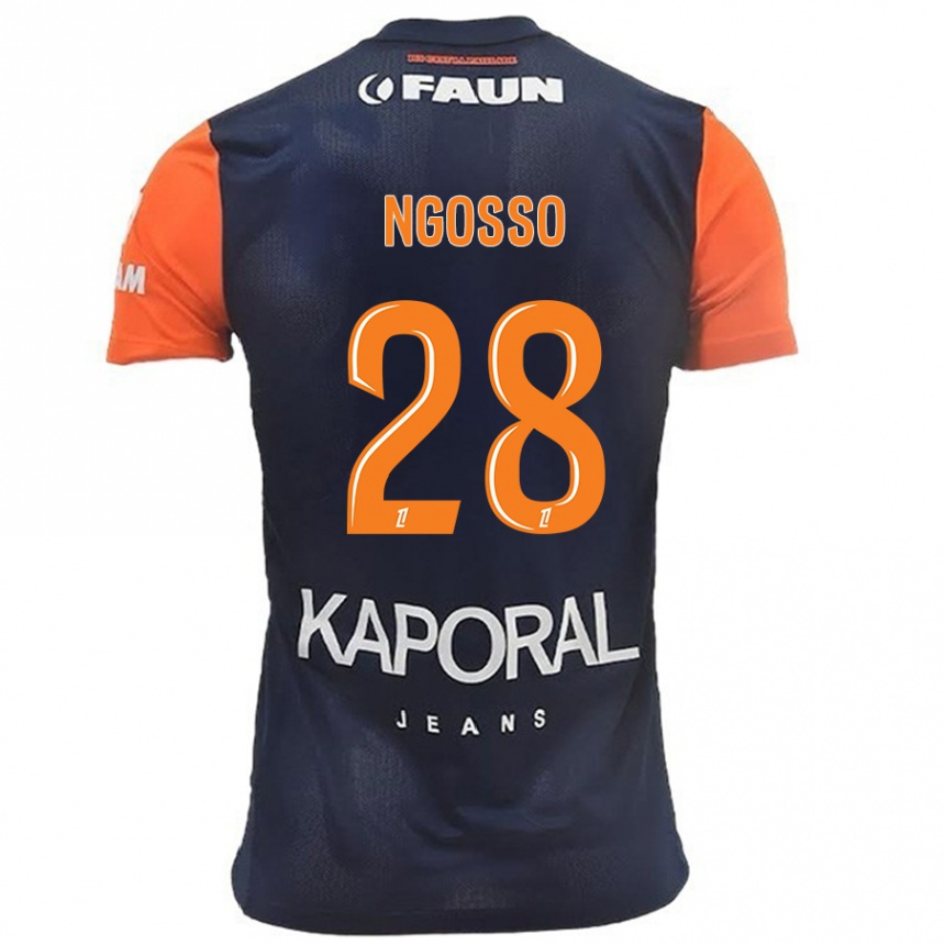 Kids Football Glenn Ngosso #28 Navy Blue Orange Home Jersey 2024/25 T-Shirt