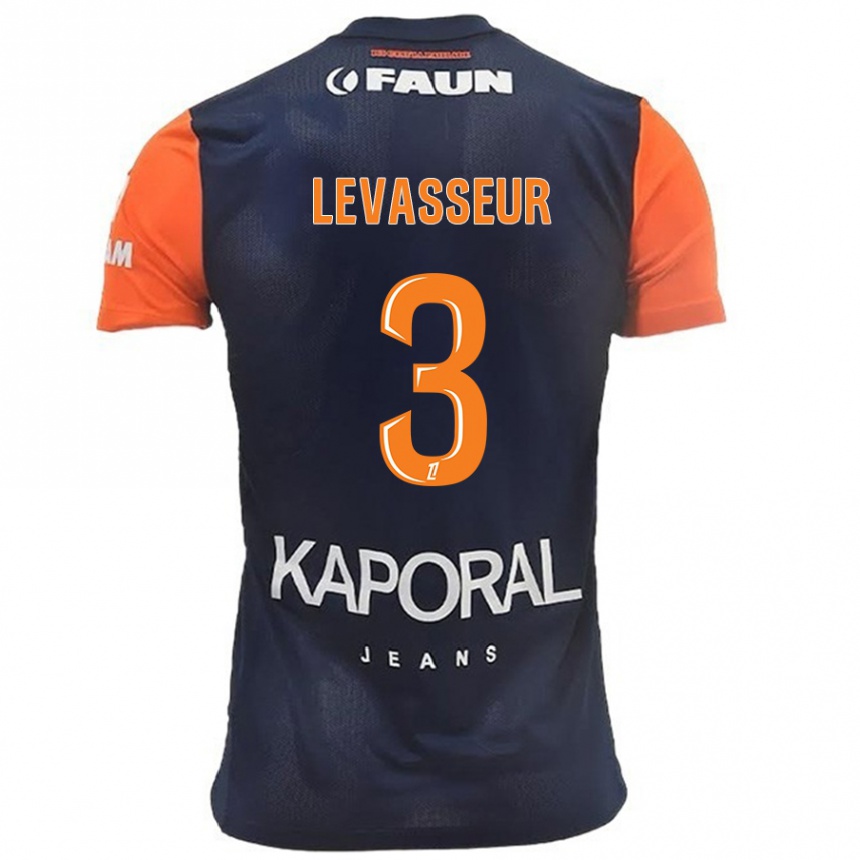 Kids Football Marie Levasseur #3 Navy Blue Orange Home Jersey 2024/25 T-Shirt