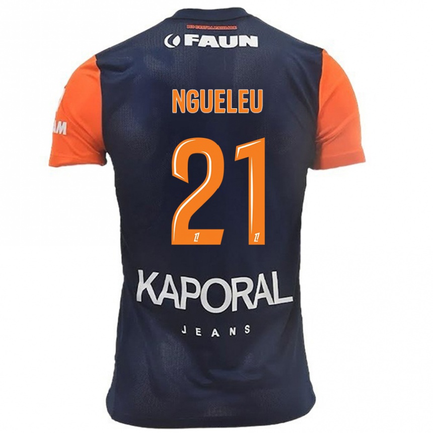 Kids Football Nina Ngueleu #21 Navy Blue Orange Home Jersey 2024/25 T-Shirt