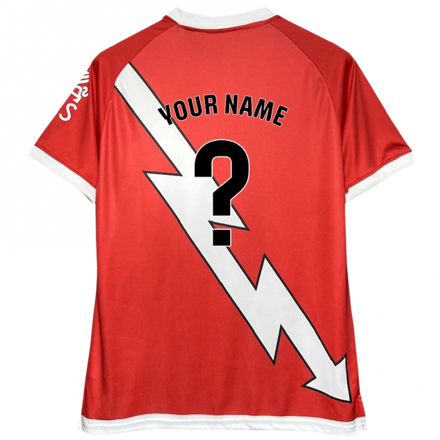 Kids Football Your Name #0 White Red Home Jersey 2024/25 T-Shirt