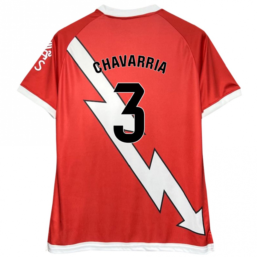 Kids Football Pep Chavarría #3 White Red Home Jersey 2024/25 T-Shirt