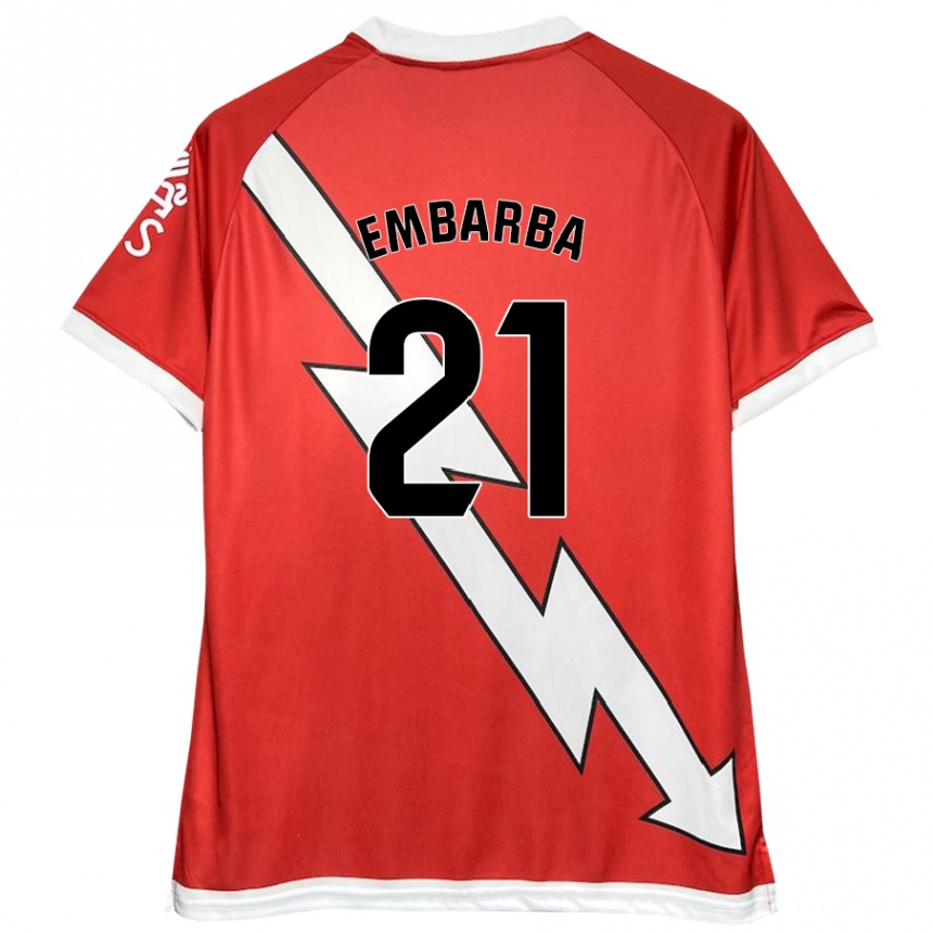 Kids Football Adrián Embarba #21 White Red Home Jersey 2024/25 T-Shirt