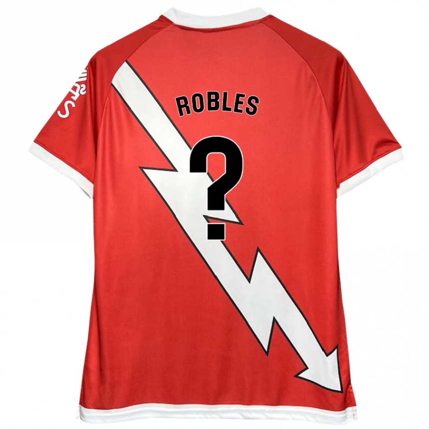 Kids Football Diego Robles #0 White Red Home Jersey 2024/25 T-Shirt