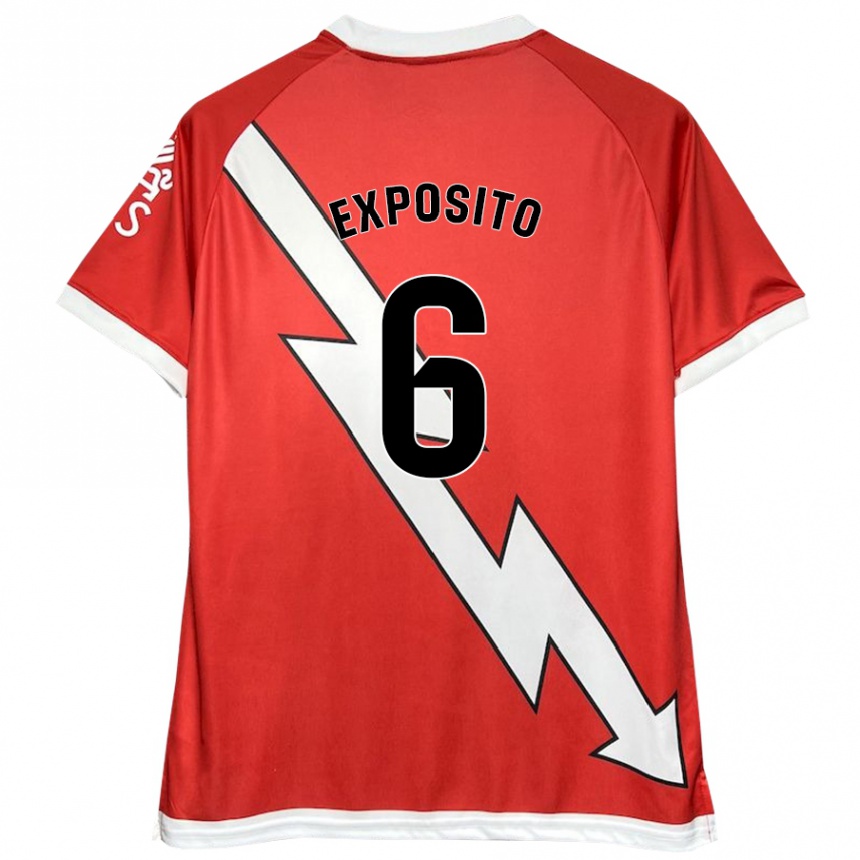 Kids Football Álvaro Expósito #6 White Red Home Jersey 2024/25 T-Shirt